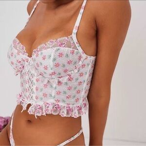 For Love and Lemons Blooms White and Pink Floral Bustier Corset Top 38C NWT